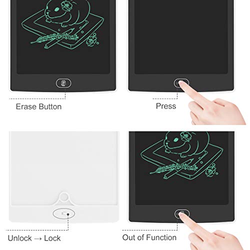 LCD Writing Tablet, 8.5" Electronic Drawing Erasable Tablet for Kids, Handwriting Drawing Board Doodle Pad with Memory Lock Gift for Kids and Adults at Home, School and Office (White)