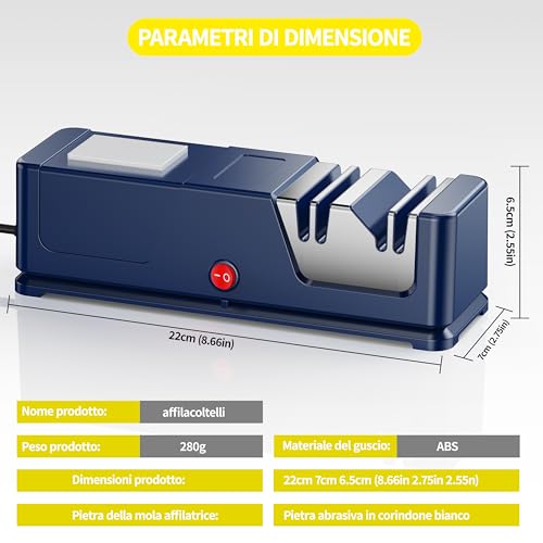 5 in 1 Electric Knife Sharpener Diamond Coating Silent Motor Kitchen Knife Sharpener with Non-Slip Base Kitchen Tools Safe and Easy to Use (JU1)