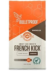 Bulletproof French Kick Ground Coffee, Premium Dark Roast Gourmet Organic Beans, Rainforest Alliance Certified, Perfect for Keto Diet, Upgraded Clean Coffee (12 Ounces)