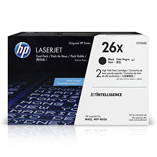 HP 26X (CF226XD) Multipack Original Toner Schwarz) mit hoher Reichweite für HP Laserjet Pro M402, HP Laserjet Pro M426 ,Multipack XL