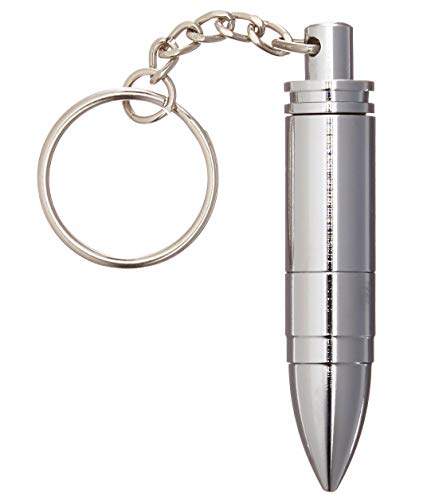 Bullet Cigar Punch Cutter Keychain Ejector and Key Ring Kit Silver