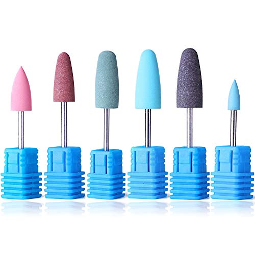 6pcs Electric Machine Nail Drill Sets Rubber Silicone Rotate Head 3/32