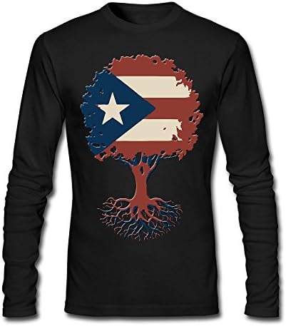 Tree Of Puerto Rican Flag Casual Fashion Cotton Durable Coverseamed Neck Adult&Youth Men'sLong Sleeve Pullover Shirts
