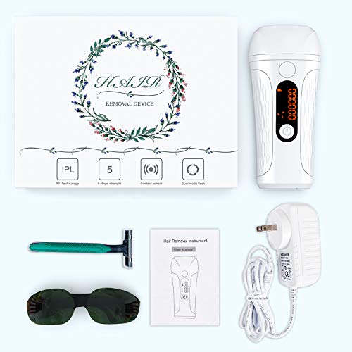 IPL Hair Removal for Women Permanent 500,000 Flashes Painless Facial Wholebody Hair Remover Device Profesional Hair Treatment Home Use (White)