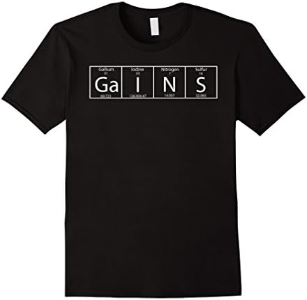 Mens Gains Periodic Table T-Shirt 2XL Black