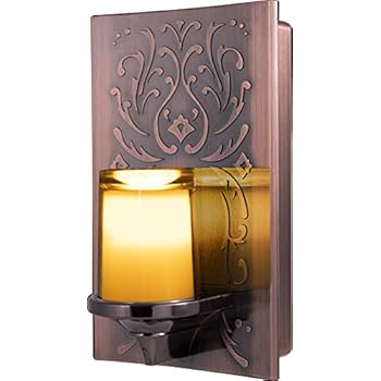 GE LED CandleLite Night Light, Plug-In, Dusk-to-Dawn Sensor, Auto On/Off, Flickers Like a Real Candle, Warm Amber Light, Energy Efficient, Guide Light, Decorative, Oil-Rubbed Bronze Finish, 11258