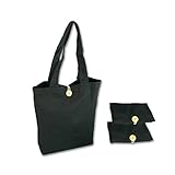 Simple Ecology Organic Cotton Folding Tote with Closure - Black (3 Pack)