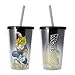 Dragon Ball Z VEGETA Plastic Travel Tumbler Cup/Carnival Cup with Earrings Molded Ice Cubes, Brand New, Grey colored, Set of 1, 16oz