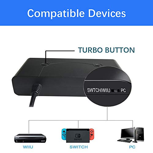 Gamecube adapter for switchï¼ŒWii U GameCube Controller Adapter, Updated Version GameCube Converter for Nintendo Wii U Super Smash Bros/ Switch/ PC/ Mac, 4 Ports and No Need Driver, Turbo Mode And Home