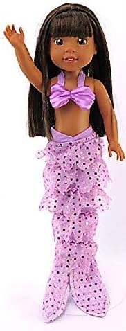 American Fashion World Lavender Mermaid Halloween Costume Fits 14 inch Wellie Wisher Dolls 14 inch Inch Doll Clothing