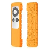 Fintie Protective Case for Apple TV 2 3 Remote Controller - Casebot (Honey Comb Series) Light Weight (Anti Slip) Shock Proof Silicone Sleeve Cover, Orange
