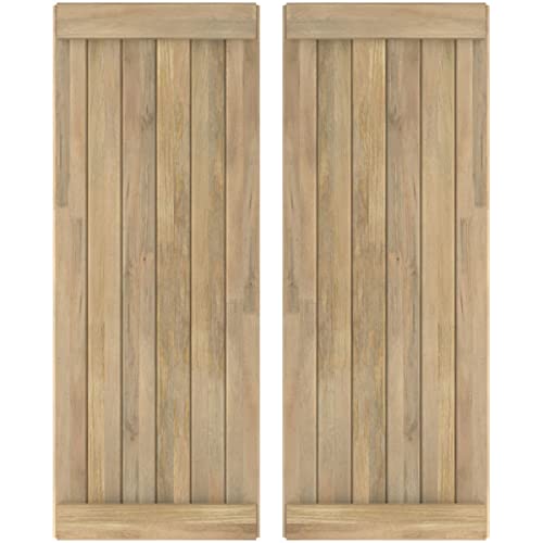 21"W x 38"H Americraft Six Board Exterior Real Wood Joined Board-n-Batten Shutt…