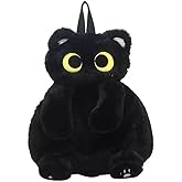 Ueeksry Cute Plush Black Cat Backpack, Stuffed Animal Backpack, Cute Cartoon Plush Bag for Girls Women