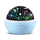Star Projector Night Light for Kids, Ocean Rotating Ceiling with Fish Dolphin Shark All-in-one Light, Colorful Nuresy Lamp Room Decor Gift for Boys Girls Bedroom (Blue)