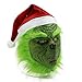 Ochine Grinch Mask with Red Santa Hat - Latex Full Face Mask Costume for Halloween and Christmas