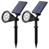 Roleadro Solar Spotlights 2-in-1 Adjustable Waterproof Wall/Landscape Solar Lights Auto On/Off for Driveway Pathway Garden Yard (2 Pack)