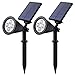 Solar Spotlights, Roleadro 2-in-1 Watwerproof 4 LED Adjustable Wall / Landscape Solar Lights Outdoor Wireless Security Lighting Auto On/Off for Patio Yard Garden Lawn (2 Pack)