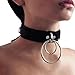 HOMELEX Black 90s Gothic Metal O-Ring Leather Collar Choker Necklace for Girls(LN15)