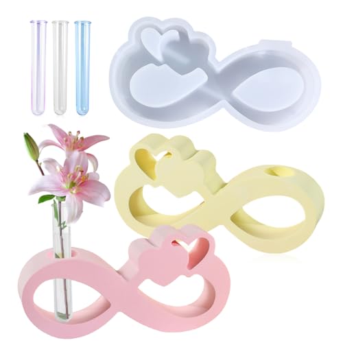 Koonafy Silicone Resin Molds - Endless Love Shape Hydroponic Planter, Epoxy Molds for Resin Crafts & Decor (3 Test Tube Vases)