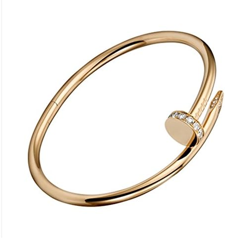 VossWang Women's Stainless Steel Nail Style Love Bangle Bracelet