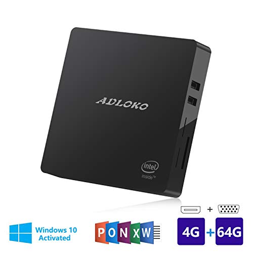Mini PC, 4GB/64GB Windows 10 64-bit Intel  Atom Z8350 (up to 1.92GHz), 4K/Dual HDMI/USB 3.0/Gigabit Ethernet/Dual WiFi/SD Card Reader/BT 4.0, Fanless Mini Computer Desktop