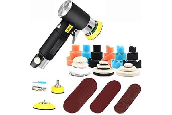 1/2/3 Inch Mini Orbital Sander 48pcs Dual Action Random Orbit Sander Polishing Set, High Speed Hand-held Air Powered Sander P