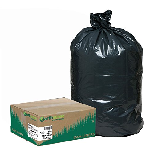 UPC 041215250033, Earthsense Commercial RNW4050 Can Liner 33x39, 31-33 Gal, 1.25 mil, Black, (Case of 100)