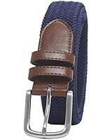 Amazon Essentials Men's Stretch Woven Braid Belt, Navy, 40