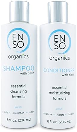 Sensitive Skin Essential Repair Shampoo & Conditioner Set with Biotin for Healthy Hair and Scalp. No Sulfates, No Parabens. Best Natural and Organic Ingredients. Unscented (8 oz)