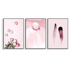 Framed Canvas Wall Art for Living Room, Bedroom Pink Flamingo Canvas Prints for Home Decoration Ready to Hanging - 16"x24"x3 Panels