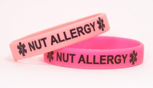 Nut Allergy 2 Pack Pinks Medical Alert Bracelets (6.25 Inches)