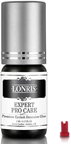 SENSITIVE LOW FUME Eyelash Extension Glue Lonris | Professional Advanced Individual Semi-Permanent Lash Adhesive Bond Supplies| 2-4 Seconds Dry Time | 5-6 Weeks Bonding | Long Retention | Black 5 ml