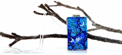 Dichroic Fused Glass Mermaid Slide Pendant Necklace 18" Chain Included