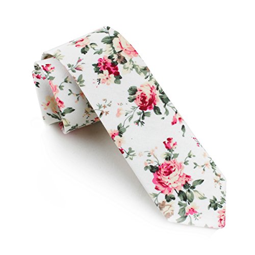 Levao-Men's Skinny Tie Floral Cotton Neck Ties for Men CT00108