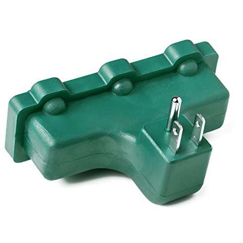 ClearMax 3 Outlet Heavy Duty Indoor Outdoor Power Splitter with Outlet Covers (Green - 3 Pack) - Thumbnail 3