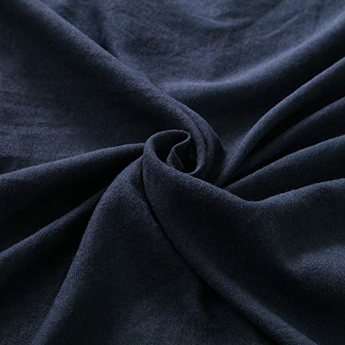 MoonxHome Pom Pom Fringe Pillowcases, Double Brushed Microfiber Pillow sham Pillow Cover Set King Size Navy