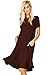 Annabelle Women's Comfy Short Sleeve Scoop Neck Swing Dresses with Pockets 3X-Large Brown Java D5213X