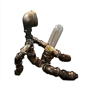 MAZGLXS Industriële Robot Lampen Steampunk Stijl Tafellamp Gitaarspeler Energiebesparende Desktop Lampen E27 Robot Water…