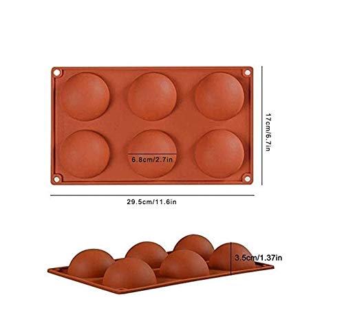 Silicone Mold,Semi Sphere Baking Cake Silicone Mold,Large 6 Holes Semi Sphere Chocolate Mold for Making Hot Chocolate Bomb, Cake, Jelly, Pudding,Dome Mousse (Large, 2pcs)