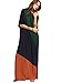 Verdusa Women's Summer Color Block Side Split Loose Maxi Long Dress Green Orange L
