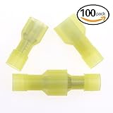 Hilitchi 100pcs 12-10 Gauge Nylon Fully Insulated-Male Spade Terminals and Quick Splice Electrical Wire Connector Kit