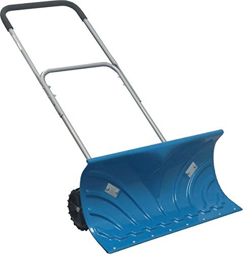 Two Wheel Adjustable Height Snow Plow Pusher - 26 Inch Wide