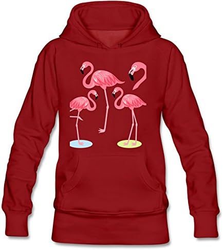 Women's Flamingo Print Sweatshirt Pullover Hoodie Long Sleeve Sweatshirt Pullover Hoodie L Red