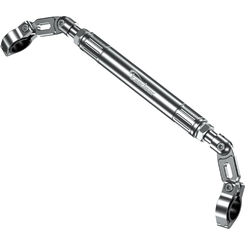 Kaedear(カエディア) ハンドルブレース バイク クランプバー ブレースバー マルチバー ハンドル径 22mm 長さ 290～430mm 傷つき防止アタッチメント ダブルウィッシュセンターバー KDR-HB2L-S (シルバー)商品画像