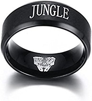 8mm Assassins Creed Black Titanium Stainless Steel Ring Band Size 7-9 (JUNGLE(stainless-steel), 9)