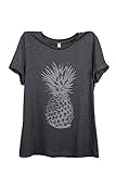 Pineapple Sketch Printed Relaxed T-Shirt Tee Charcoal Grey