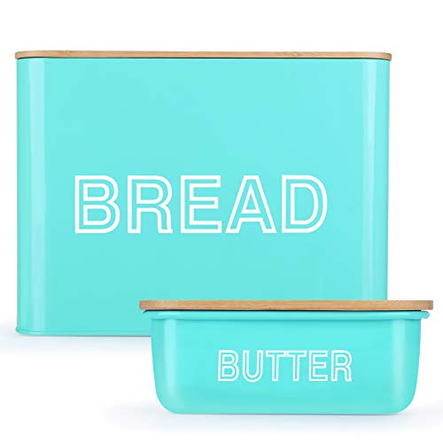 VCHAMP Extra Large Bread Box Farmhouse Bread Box for Kitchen Countertop with Bamboo Cutting