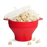 Silicone Microwave Popcorn Maker Popper – Holds Up to 10 Cups of Popcorn – BPA & PVC Free – Easy to Wash With Space Saving Collapsible Design – Healthy Popcorn Machine for Kids or Adults