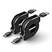 Retractable USB Type C Cable (6.6ft/2M) Fireor USB C to USB Male A Data Sync & Charging Cable for Samsung Note 8, Galaxy S8 Plus, LG G5 G6 V30 V20, Google Pixel, MacBook Pro 2016