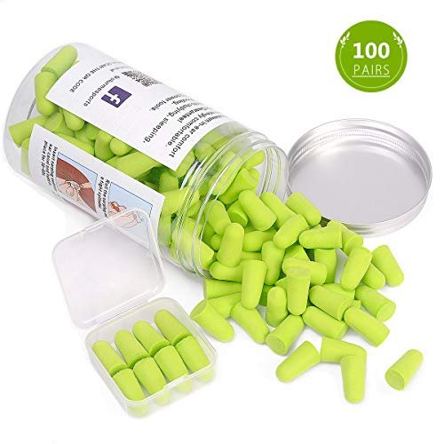 STURME Foam Ear Plugs 100 Pairs with Carry Case, Noise Cancelling Ear Plugs for Sleeping, Shooting, Snoring, Travel, Study and Work - SNR:31dB Ultra Soft Earplugs